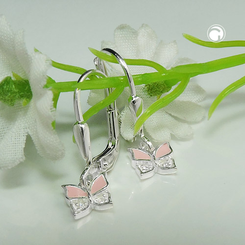 Paire de boucles d'oreilles argent sterling motif papillon