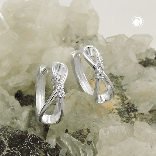 Paire de boucles d'oreilles argent sterling et zirconium