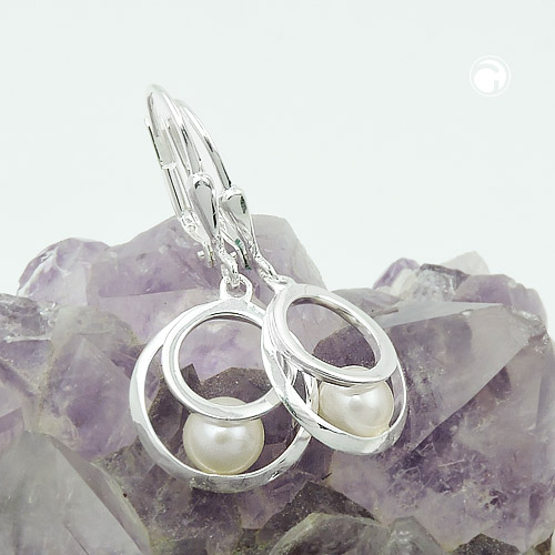 Boucles d'oreilles femme argent perle design anneau