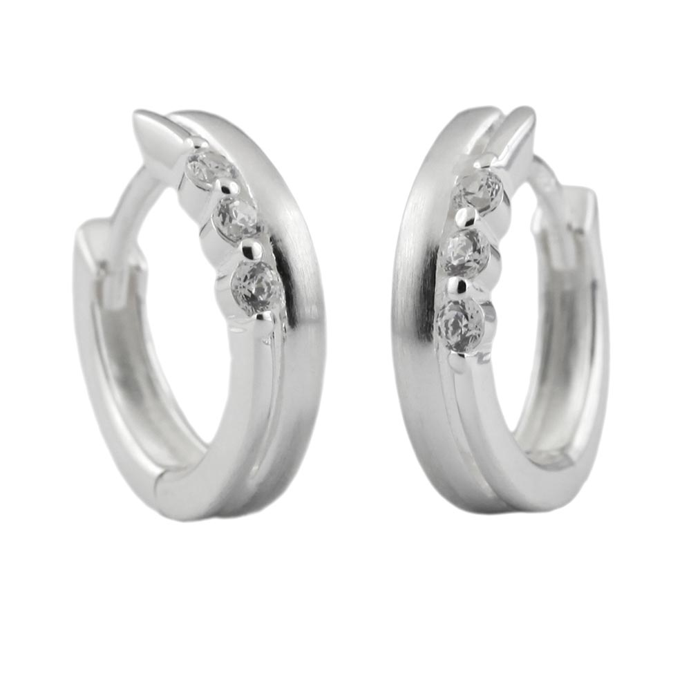 Boucles d'oreilles argent 925 hoop zirconias vue de face