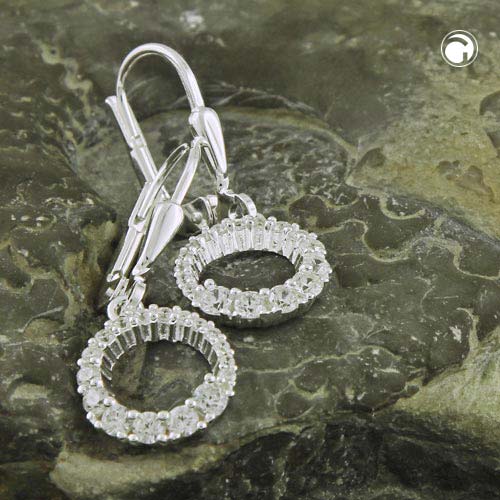 Boucles d'oreilles argent sterling zirconia, design moderne