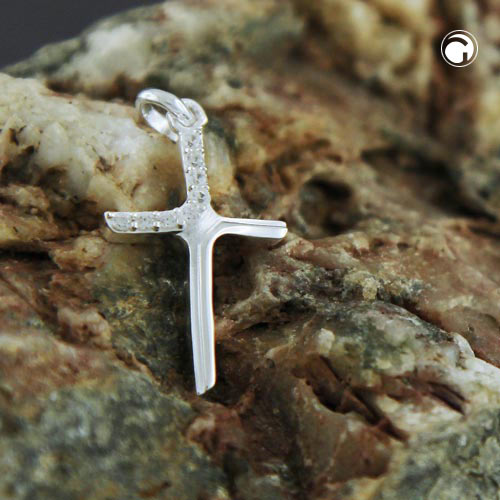 Croix en argent sterling avec pierre zirconia