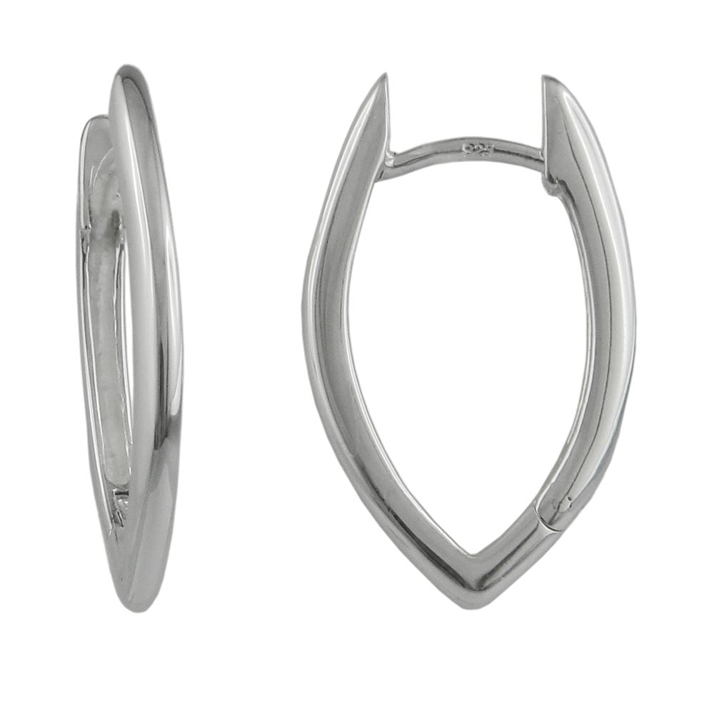 Boucles d'oreilles argent 925 ovales pointues vue de face
