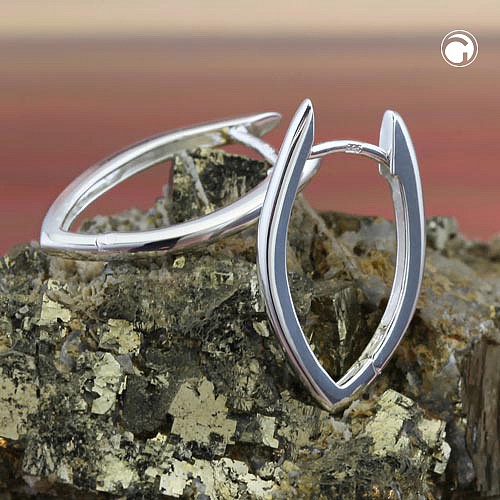 Paire de boucles d'oreilles créoles en argent sterling forme ovale pointue