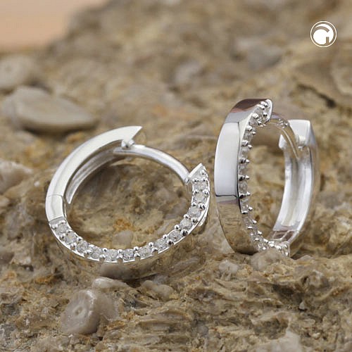 Créoles fines en argent sterling serties de zirconias