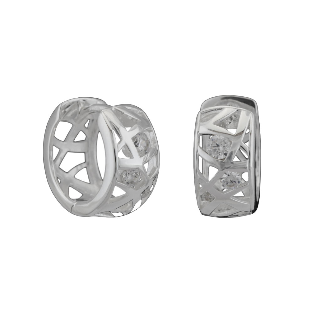 Boucles d'oreilles créoles argent 925 avec zirconias