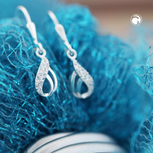 Boucles d'oreilles argent sterling zirconia, détail du fermoir