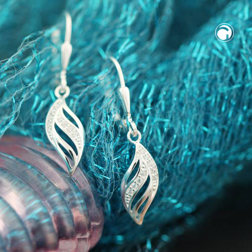 Paire de boucles d'oreilles argent sterling zirconia