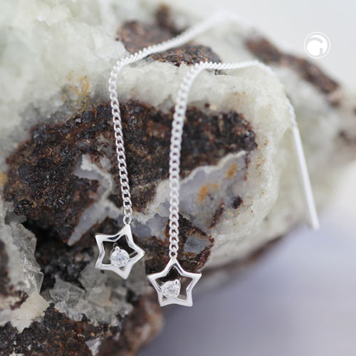 Boucles d'oreilles argent sterling zirconium, vue de face