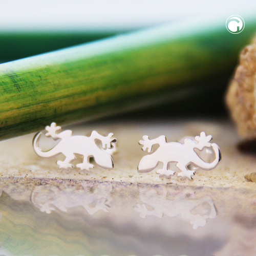 Paire de boucles d'oreilles argent sterling motif salamandre