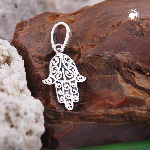 Pendentif Hamsa argent sterling détail ciselé