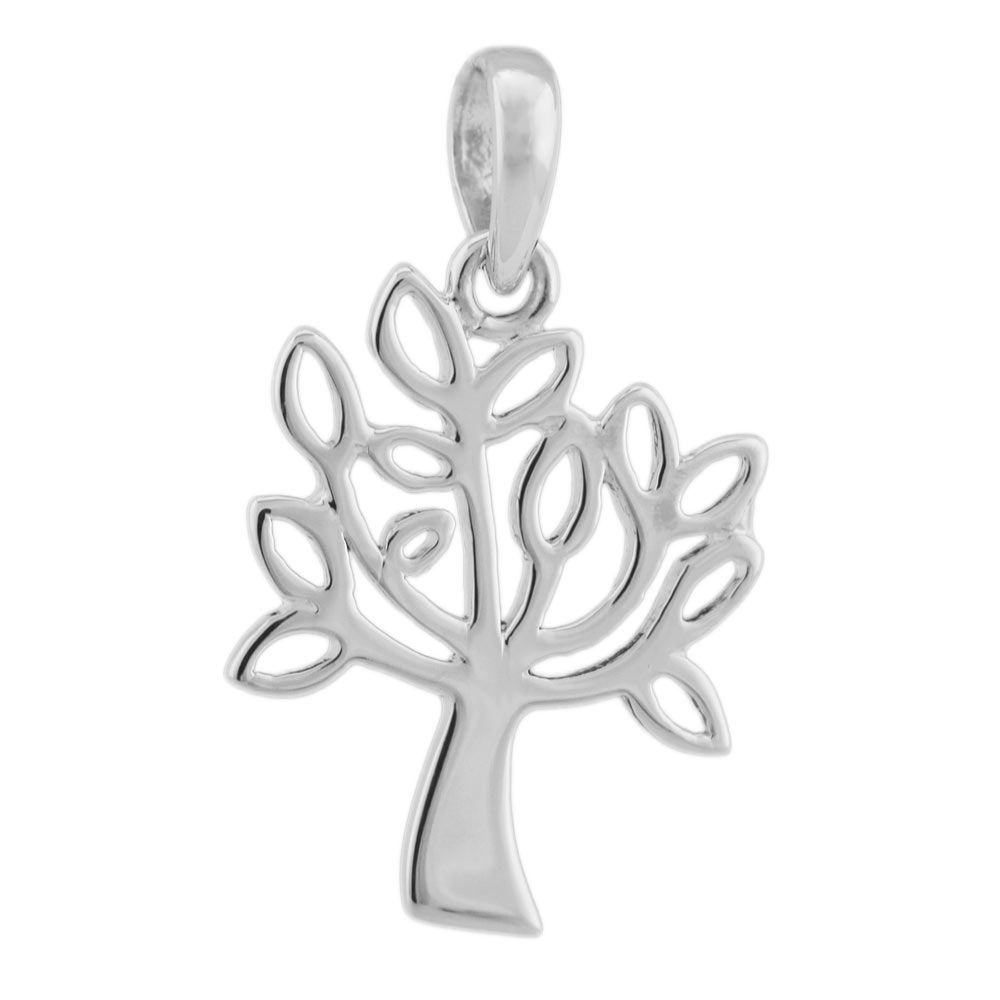 Pendentif arbre de vie en argent 925 sur fond blanc