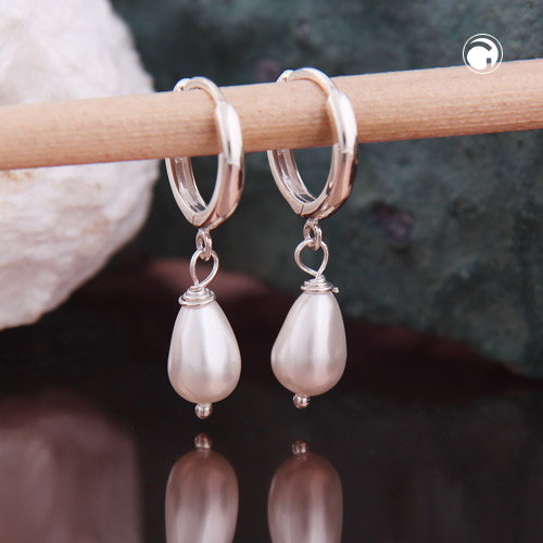 Paire de boucles d'oreilles argent sterling perle fausse
