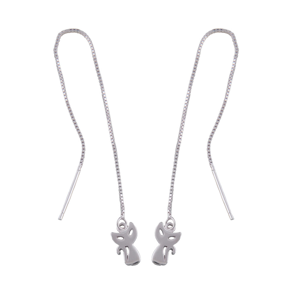 Boucles d'oreilles argent 925 motif chat