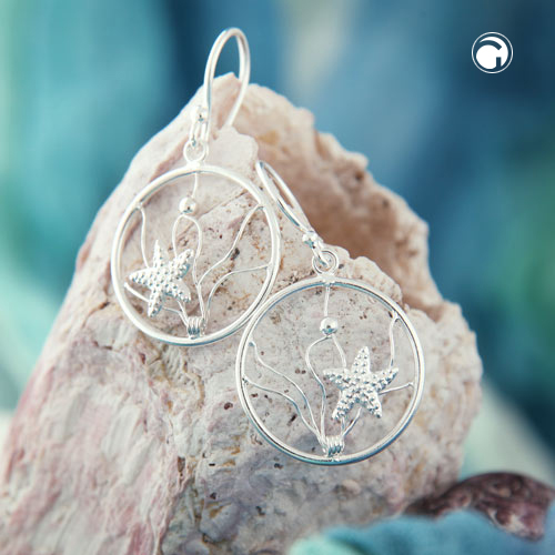 Boucles d'oreilles étoile de mer en argent sterling de profil
