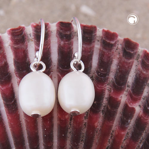 Boucles d'oreilles en argent sterling avec perle blanche