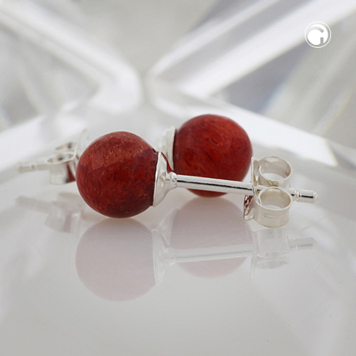 Studs argent corail, bijou femme argent sterling