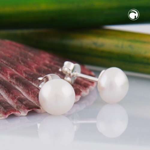 Puces d'oreilles argent sterling perle blanche
