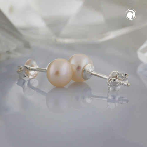 Paire de boucles d'oreilles argent sterling perle champagne
