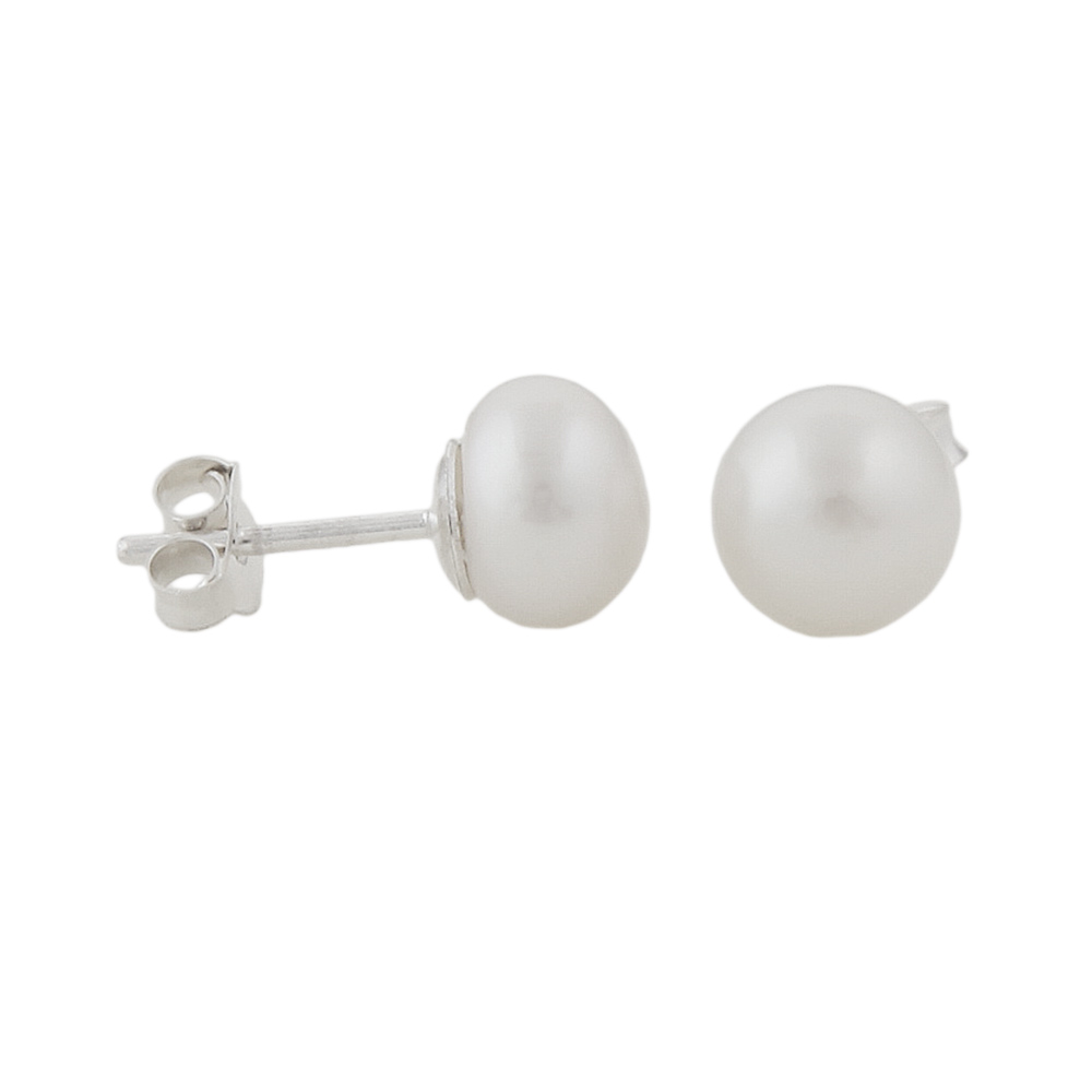 Boucles d'oreilles argent 925 avec perle blanche